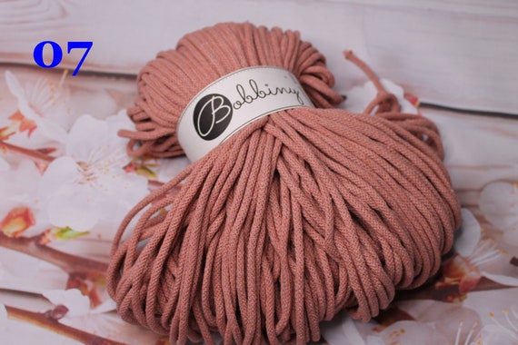 Bobbiny, Premium Cord 5mm, Cotton Cord Cord String Crochet Yarn Knitting  Macrame Braided Cord, Blush