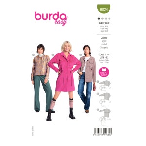 Op de afbeelding: Een naaipatroon voor een jas met drie verschillende stijlvariaties. Het patroon is van Burda Easy en is super gemakkelijk te volgen. Het patroon is voor maten EUR 34-48 en US 8-22.