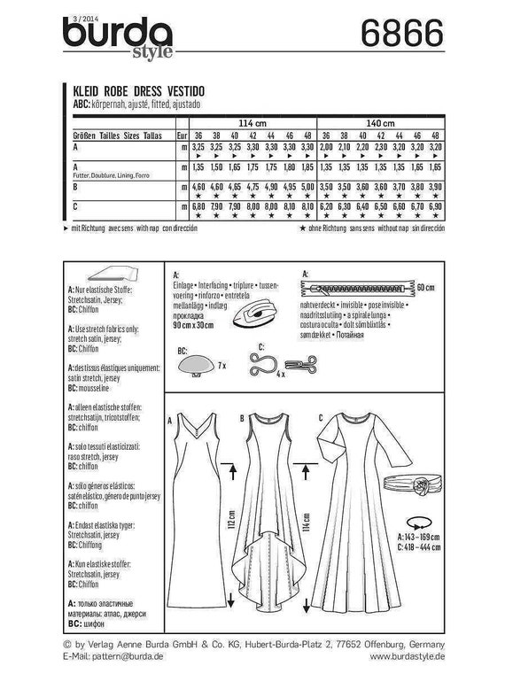 Burda Style Sewing Pattern - Dress - Evening Dress & Overdress - No. 6866