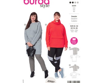 Burda Style Schnittmuster Nr. 5988 - Sweater - Halsbündchen oder Rolli