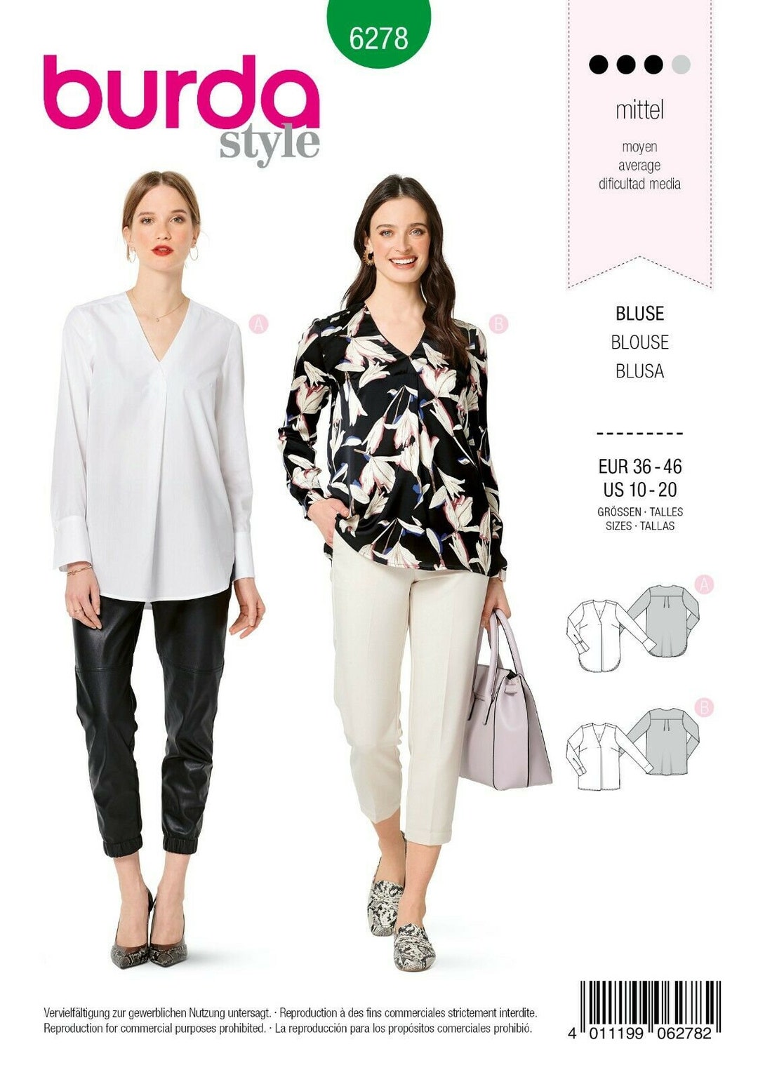 blouse (maat 34-44) Burda 5687 - Böttger