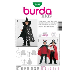 Wykroj do szycia Burda Kids - Kostium - Czarodziej - Pirat - Diabeł - nr 2494