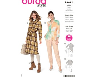 Burda Style Pattern No. 5971 - Blouse Dress and Blouse – Cuff Sleeves