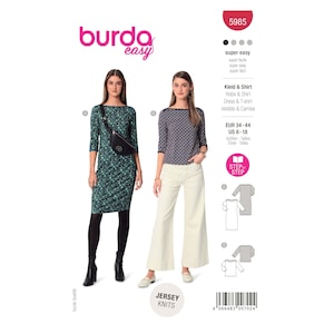 Burda Style Schnittmuster Nr. 5985 - Kleid und Shirt mit U-Boot-Ausschnitt