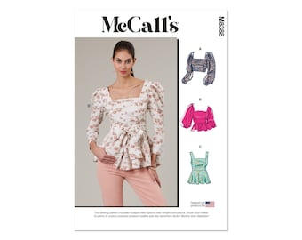 McCalls sewing pattern M8388 - Blouse with peplum and square neckline