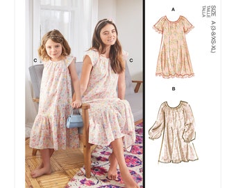 McCall's pattern M8216 - dress - gathered neckline - women and children