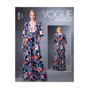 Vogue Sewing Pattern V1735 - Dress - long dress with plunging neckline