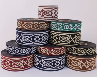 tresse médiévale, 1 m, celtique, 33 mm de large, différentes couleurs