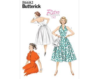 Butterick sewing pattern - Retro - B6682 - backless dress from the 1950s