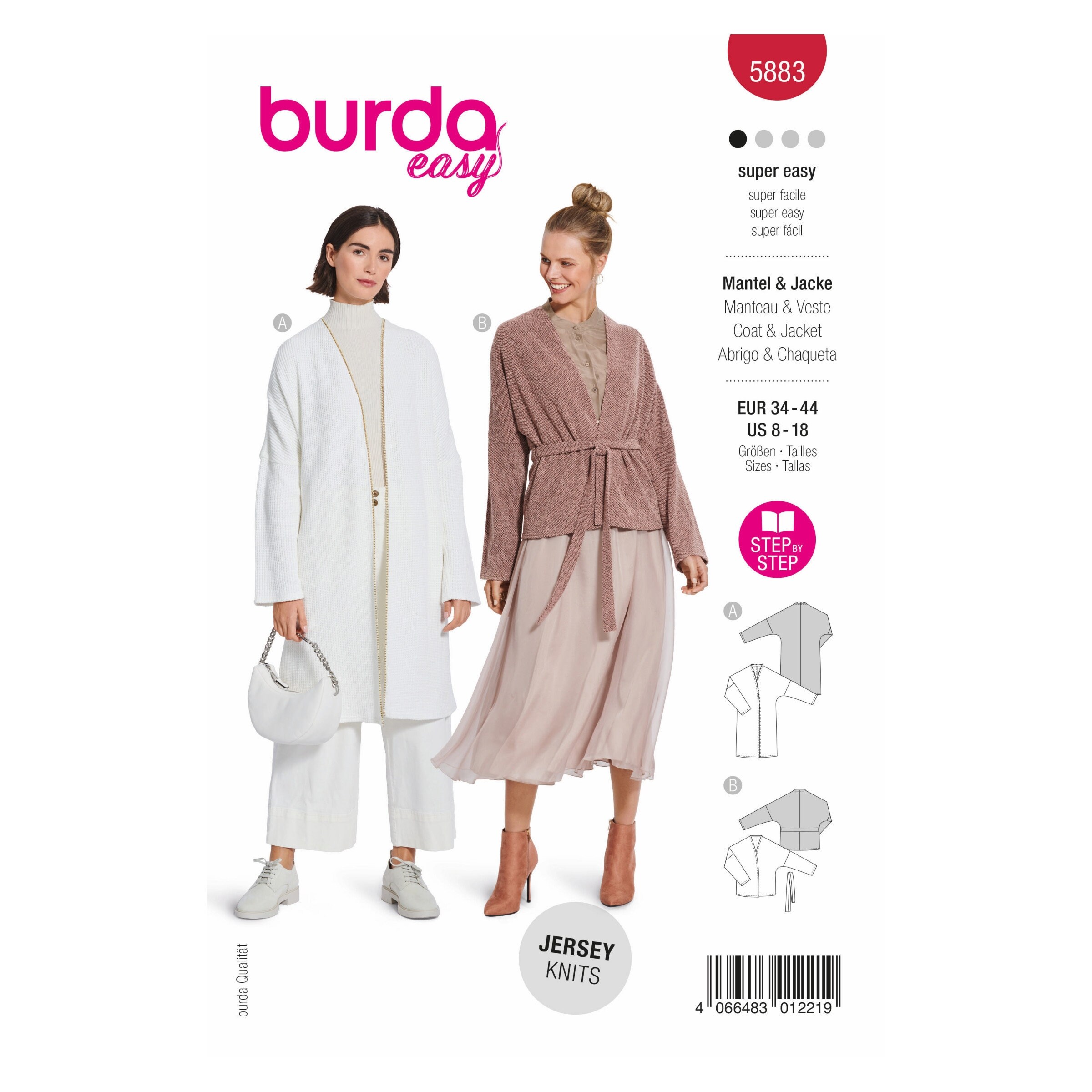 Burda B6845 - Cartamodello per Cappotto e Giacca, 19 x 13 cm