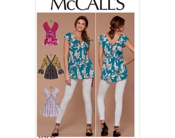 McCalls Sewing Pattern M7572 - Blouse - Pointed Neckline - Panel Seam