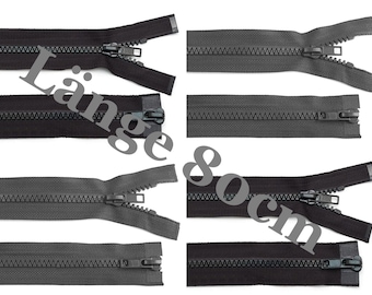 Zipper, profile, divisible, 80 cm, two-way zipper, various colors