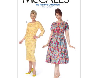 Patron de couture McCalls M7086 - robe - près du corps - ceinture à nouer - années 1960