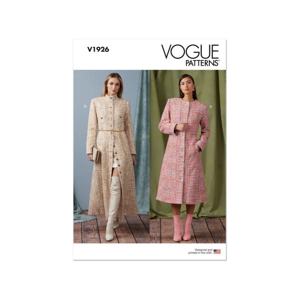 Vogue Schnittmuster V1926 - schlichter Mantel mit kleinem Stehkragen