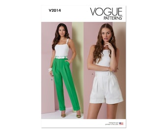 Vogue Schnittmuster - V2014 - Damenhose, Bundfaltenhose, Bundfaltenshorts