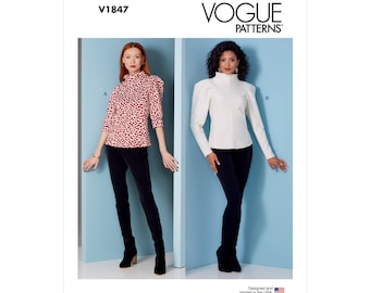 Vogue Schnittmuster V1847 - Bluse mit Stehkragen - Puffärmel - Reißverschluss hinten