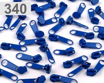 10 x Zipper, für Endlosreißverschluss, 3mm, blau
