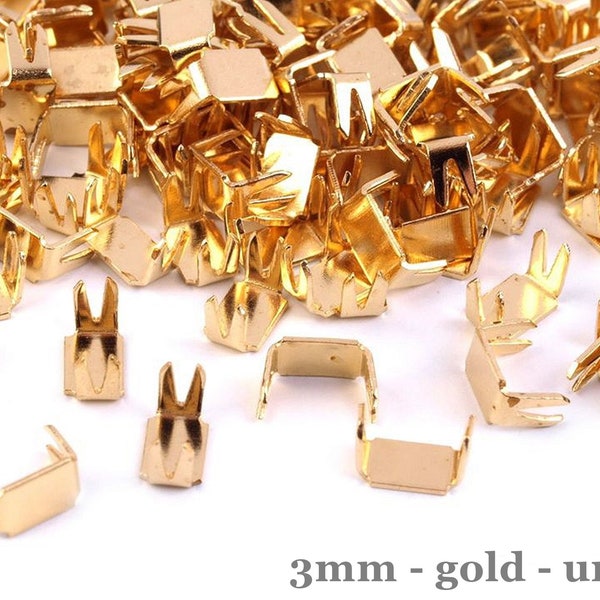 20 end pieces - stoppers for zippers - 3 mm bottom - gold