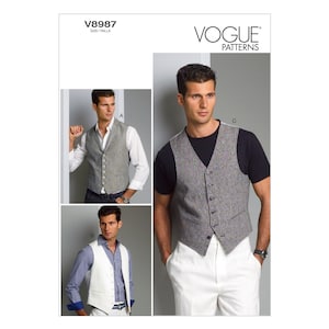 May include: Three different styles of vests for men. The vests are all tailored and have a classic look. The first vest is a striped gray and white vest. The second vest is a white vest. The third vest is a gray vest with a subtle pattern.