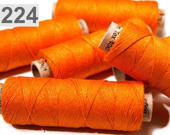 1 roll, 50 m linen thread, yarn, orange, 224