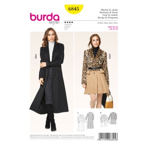 Burda Style Sewing Pattern - Coat - Blazer Coat & Jacket - No. 6845