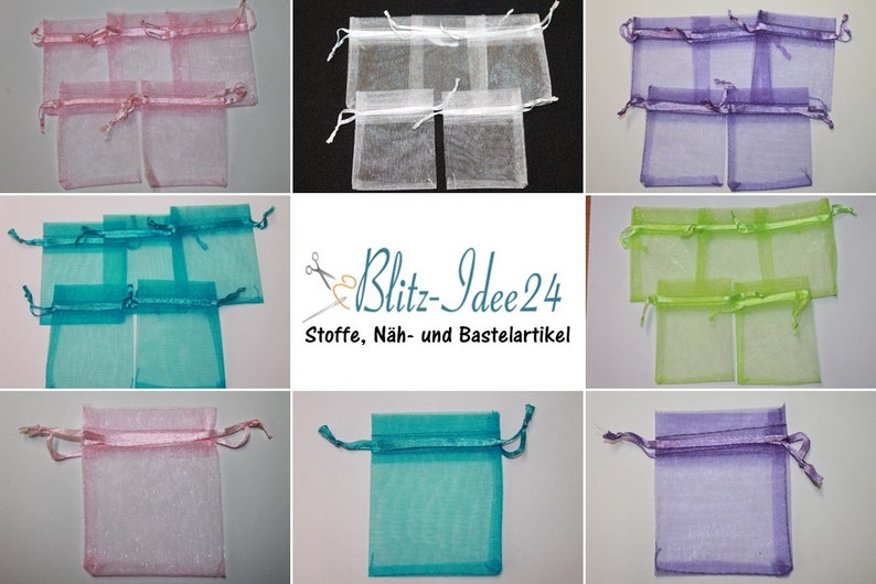 5x organza bags, tulle bags, various Colours image 1