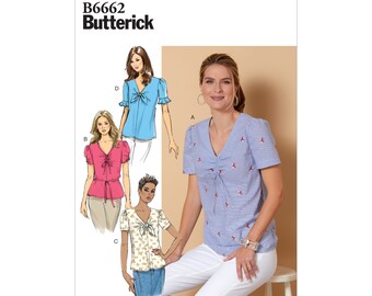 Butterick Schnittmuster - B6662 -  Bluse, Sommerbluse kurzärmelig