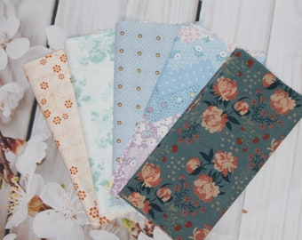 Stoffenpakket katoenen stoffen, bloemen en stippen, patchworkproject, pasteltinten, stoffenpakket 20
