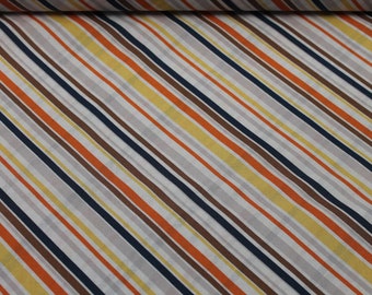 13.80EUR/m - Baumwollstoff - Patchworkstoff - Streifen - schräge - orange, blau, gelb, grau