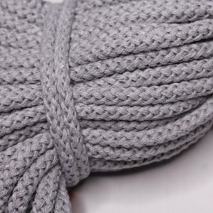 1.20EUR/meter - 3 m cotton cord - 8 mm - light grey