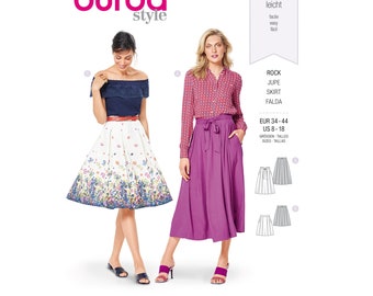 Burda Style Schnittmuster - Rock - kurz & lang mit Kellerfalten - Nr. 6341