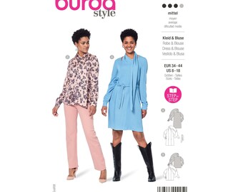 Burda Style Schnittmuster Nr. 5947 - Kleid und Bluse - Schal - Manschettenärmel