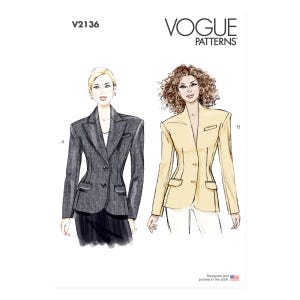 Cartamodello Vogue - V2136 - blazer da donna su misura con o senza colletto