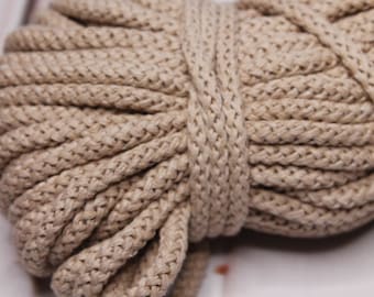 1.20EUR/meter, 3 m cotton cord 8 mm, beige