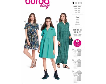 Burda Easy Schnittmuster Nr. 5829 - Kleid - Mini, knielang, Maxi - 3 Varianten