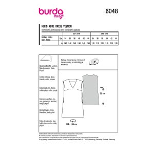 Burda Style Schnittmuster Nr. 6048 Shiftkleid mit V-Ausschnitt Bild 5