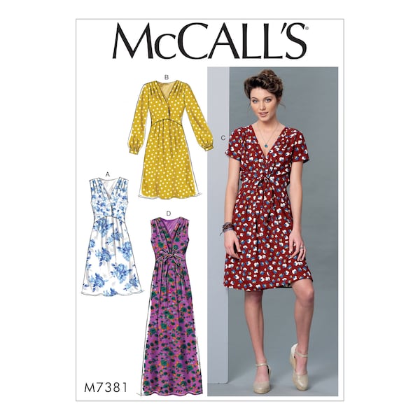 McCalls Schnittmuster M7381 - Kleid mit angesetztem Rockteil - Schulter geriehen