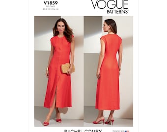 Vogue Schnittmuster V1859 - elegantes Kleid - Etuikleid - durchgehende Knopfleiste - ärmellos