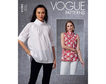 Vogue Schnittmuster V1701 - Bluse - Stehkragen - Vorderteil eingeriehen