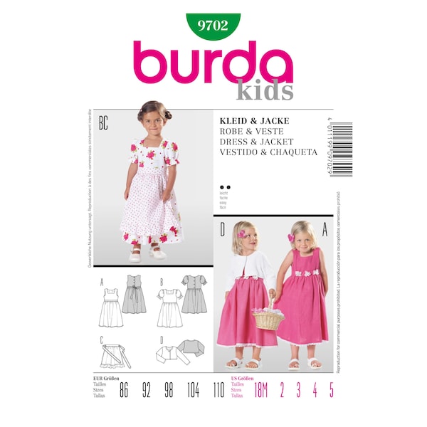 Patron de couture Burda Kids - robe, veste - 9702