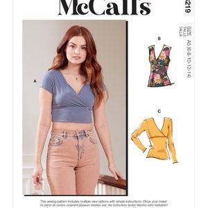 McCalls Sewing Pattern M8219 - Top - Bodice, Wrap Look w Neckline