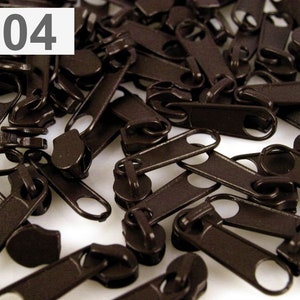10 x Zipper, for endless zipper, 3 mm, brown