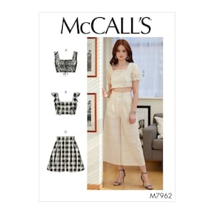 McCalls sewing pattern M7962 - Culottes - short top - bustier
