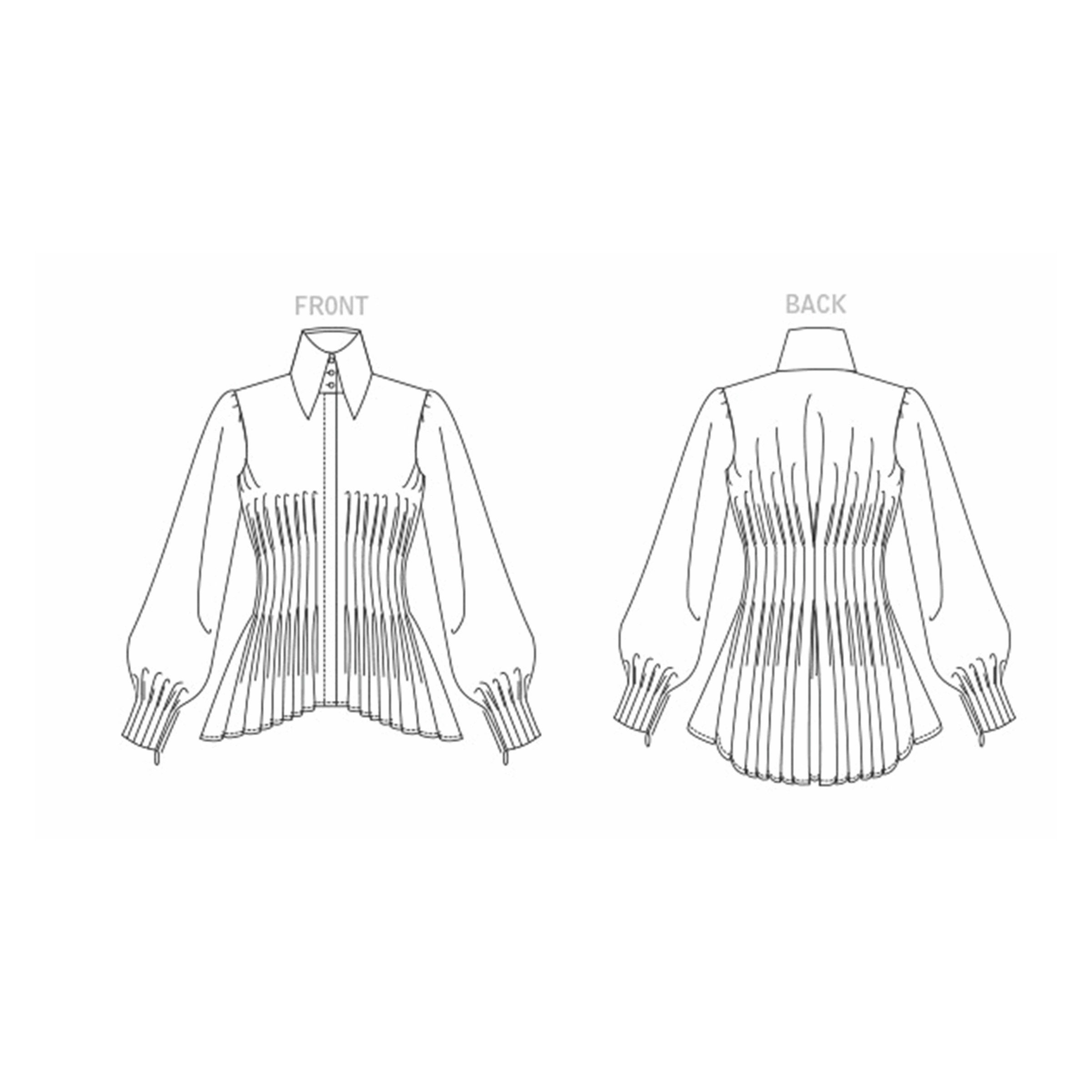 Vogue Pattern V1845 White Blouse Mega Ruffled Large Stand-up Collar  Concealed Button Placket -  Hong Kong
