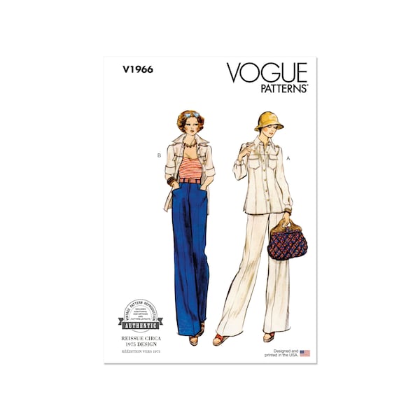 Vogue Schnittmuster V1966 - Vintage - Hose und Hemdbluse  - 70er Jahre Stil