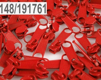 10 x Zipper, für Endlosreißverschluss, 3mm, rot