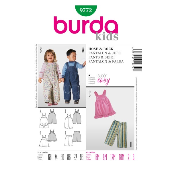 Burda Schnittmuster - Latzhose, Latzrock & Hose - Nr. 9772