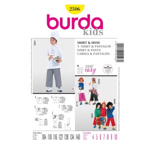 Op de afbeelding: Burda Kids naaipatroon nummer 2506 voor een chef-kok en piratenkostuum. Het patroon bevat instructies voor het maken van een shirt en broek. Het patroon is verkrijgbaar in de maten 104-140 cm en 4-10 Amerikaanse maten.