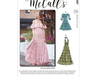 McCalls sewing pattern M8087 - dress - top with and without ruffles - 3 variants