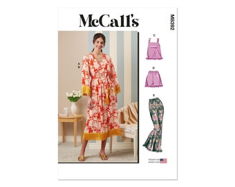 McCalls sewing pattern M8392 - leisure suit, house dress, shorty, dressing gown